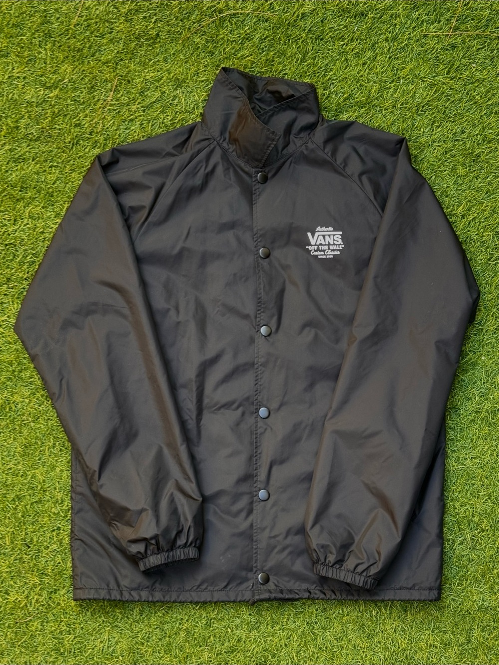 Vans Black Windbreaker Jacket with White Logo - Men